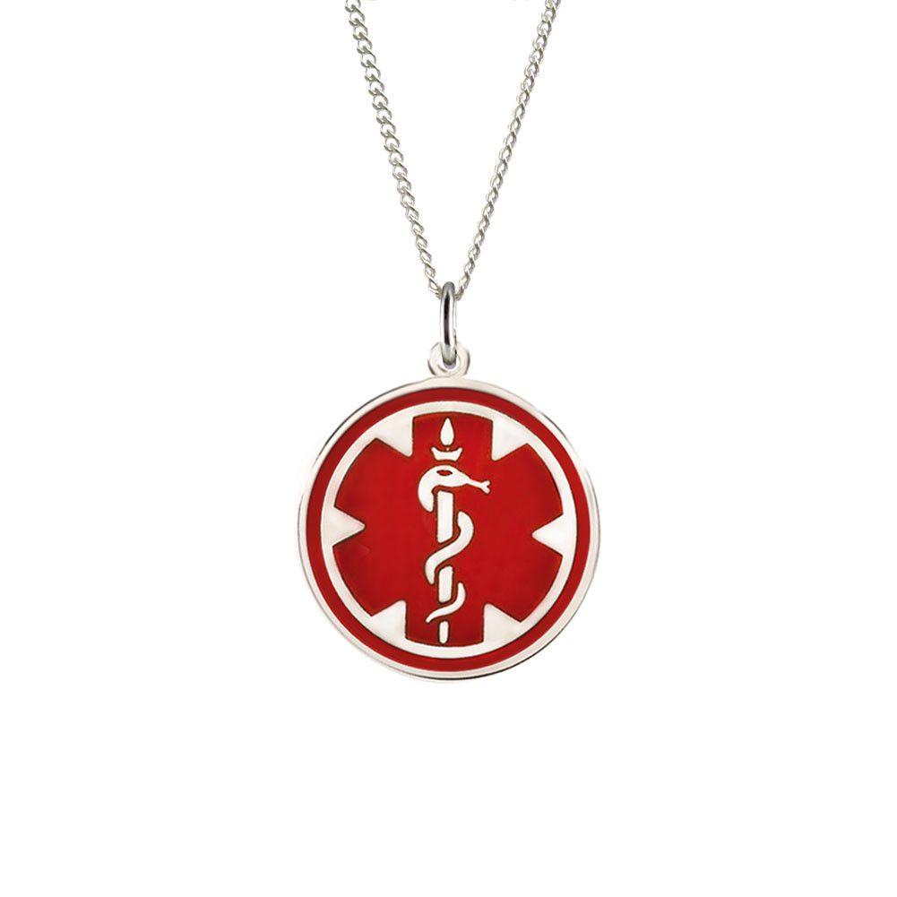 Silver Medalion Logo - Sterling Silver Medallion Red Necklace | American Medical ID