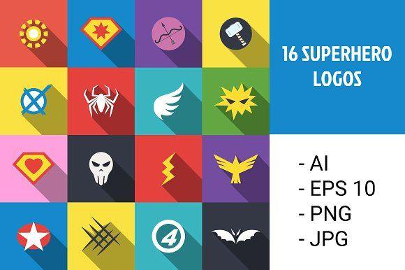 10 Superhero Logo - superhero logos Graphics Creative Market