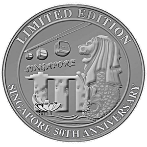 Silver Medalion Logo - Singapore 50th Anniversary Silver Medallion - Merlion with Marina ...