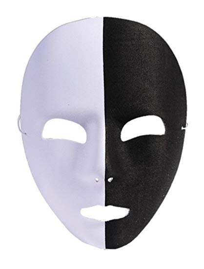 Half Black Half White Logo - Forum Novelties 76466 Unisex Adults Mask Black Half