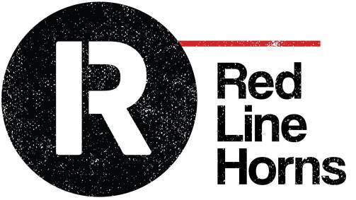 White with Red Line Logo - The Red Line Horns - LA's Newest, Baddest Horn Section