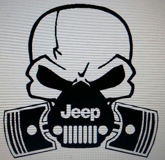Jeep Skull Logo - JEEP SKULL & PISTON VINYL STICKER DECAL WRANGLER TJ JK CJ JKU YJ