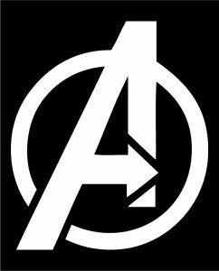The Avengers Black and White Logo - The Avengers Die cut decal Logo Marvel white black vinyl window