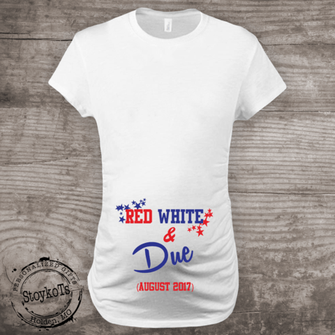 Red White Emu Logo - 4th of July Maternity Shirt Pregnancy Announcement new baby Mommy to