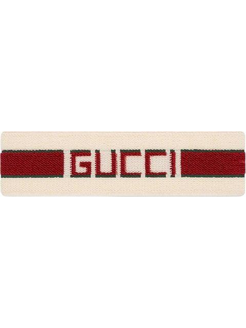 Red Stripe Logo - Gucci Off-White & Red Stripe Logo Headband | ModeSens