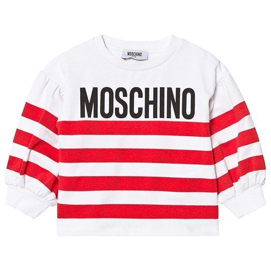 Red Stripe Logo - Moschino Kid Teen Stripe Logo Puff Sleeve Tee
