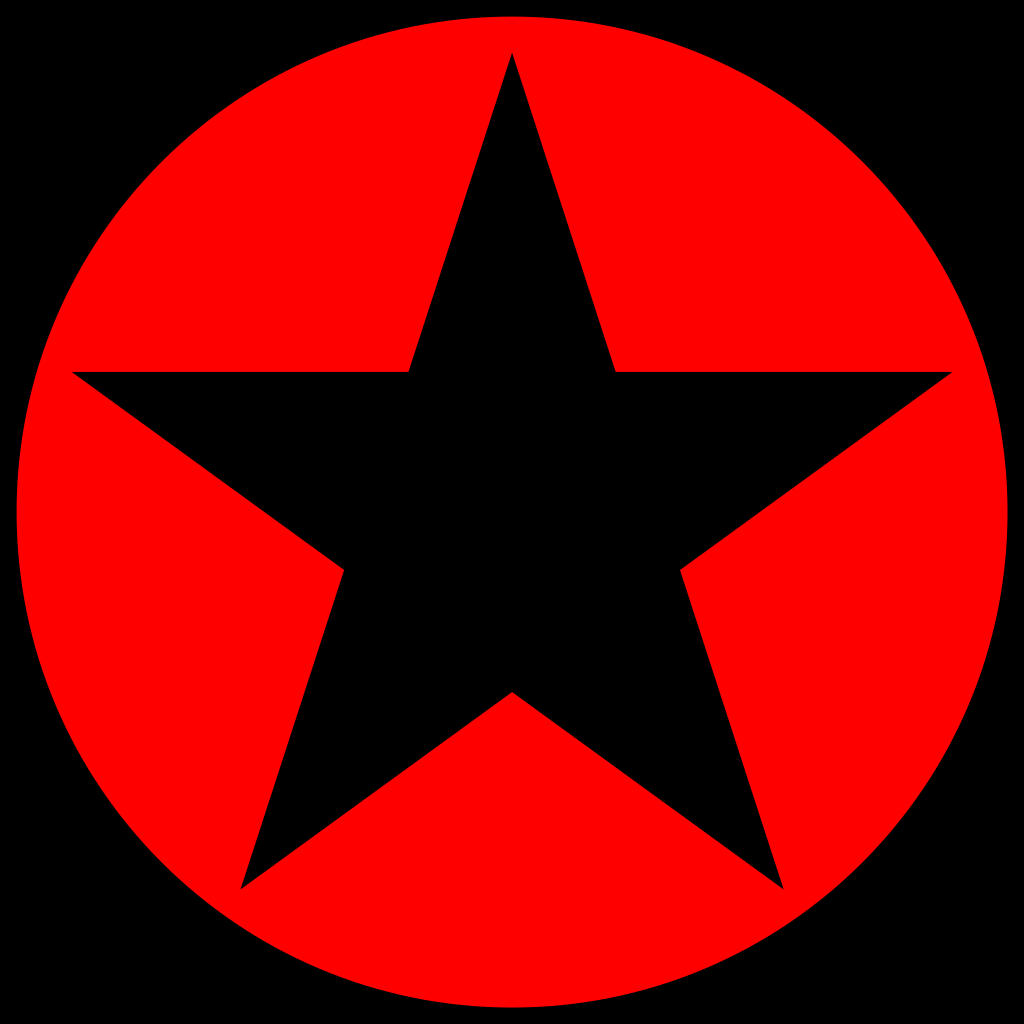 Black and Red Star Logo - Five Pointed Black Star On Red Circle.svg