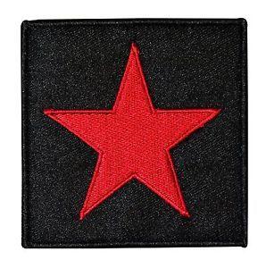 Black and Red Star Logo - Red Star on Black Background Logo Iron On Badge Applique Patch P0468 ...
