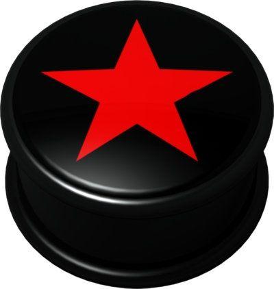 Black and Red Star Logo - Ikon Flesh Plug - Picture Logo - Red Star on Black - Flesh Plugs