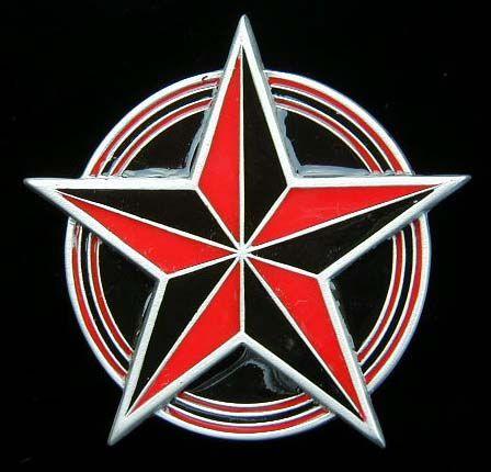 Black and Red Star Logo - Red Black Nautical Star Belt Buckle | HotBuckles.com