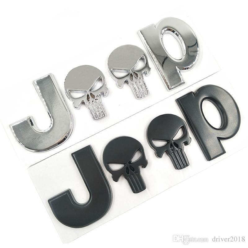 Jeep Skull Logo - 3D Metal Chrome Auto Car Stickers 4 Drive Skull Emblem Badge