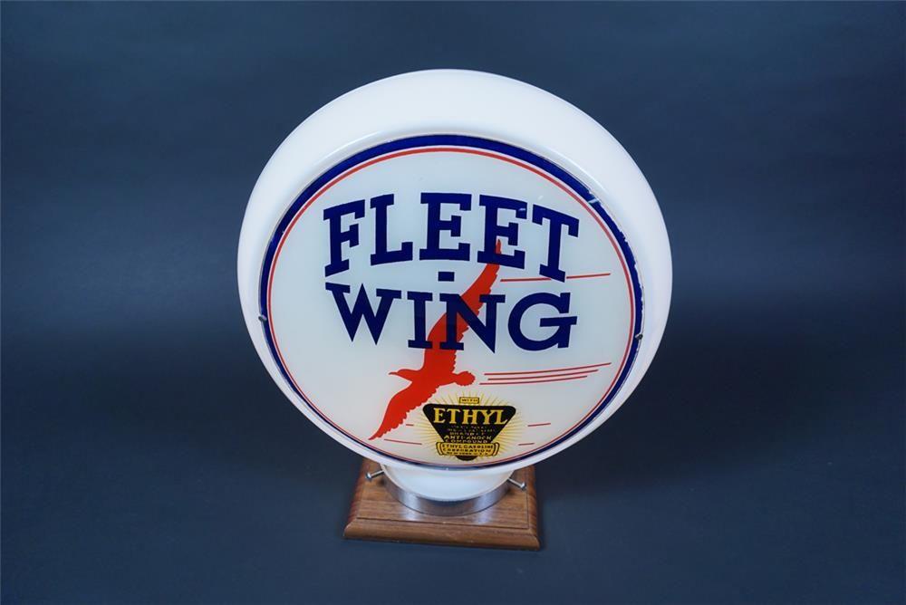 Wing and Globe Logo - Beautiful 1930s Fleet-Wing with Ethyl narrow bodied milk glas