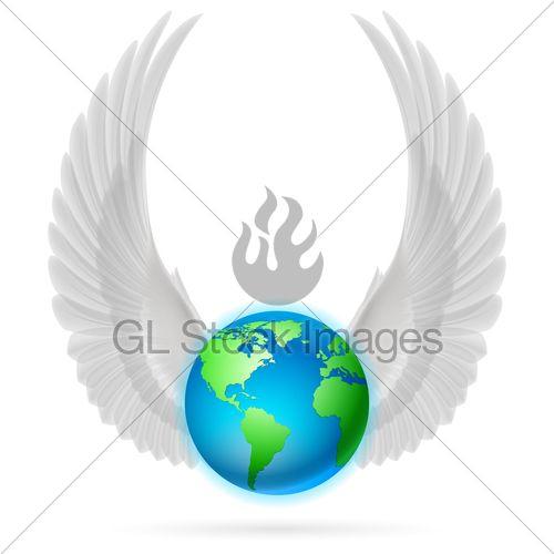 Wing and Globe Logo - Globe With White Wings On White · GL Stock Image