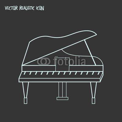 Piano App Logo - Grand piano icon line element. Vector illustration of grand piano ...