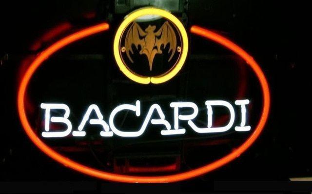 Beer Bat Logo - NEON SIGN For BIG BACARDI BAT RUM LOGO Signboard REAL GLASS BEER BAR ...