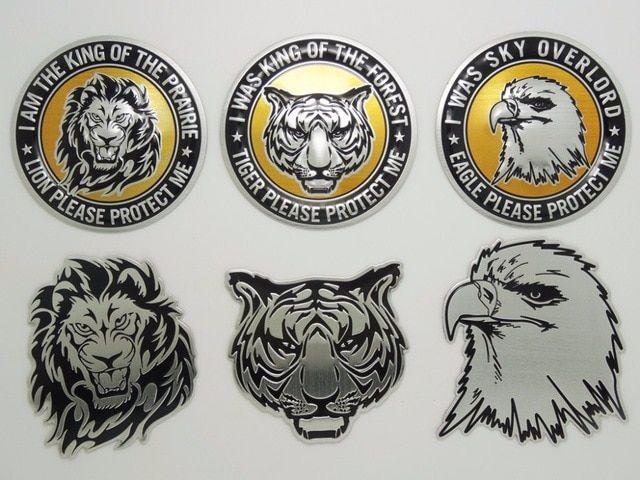 Car Company with Lion Logo - 2pieces Metal quality Car emblem badge with Lion/Tiger/Eagle head ...