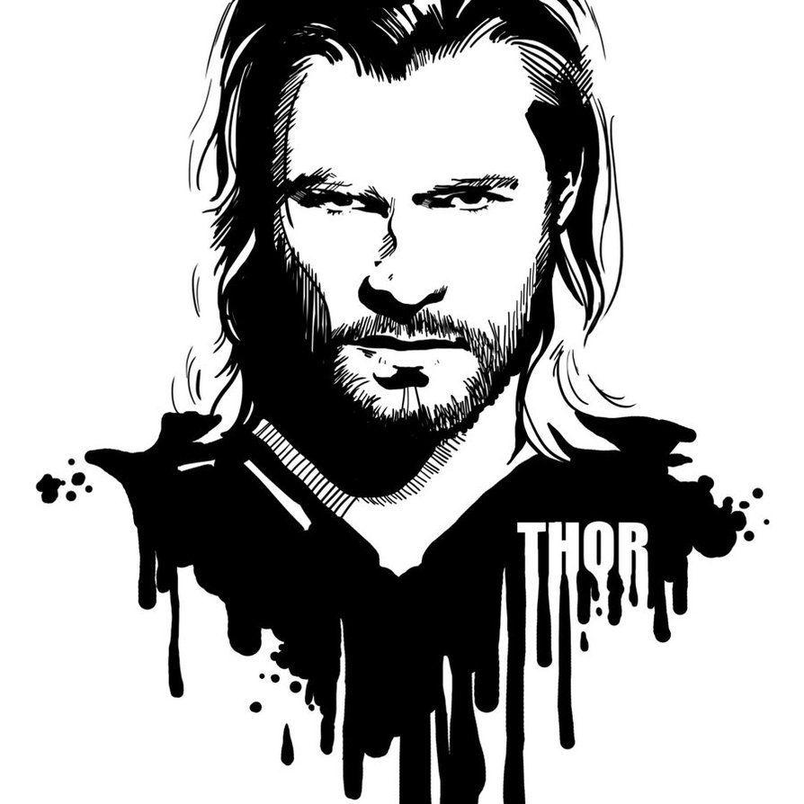 The Avengers Black and White Logo - Avengers in Ink: Thor by loominosity on DeviantArt | Kai's Heroes ...