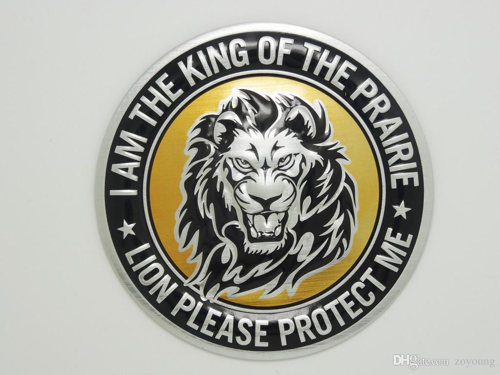 Metal Lion Logo - 2019 3D DIY Silver Animals Head Round Lion Head Metal Logo Sticker ...