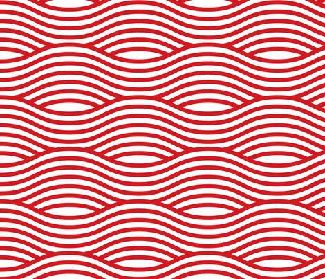 Red and White Waves Logo - Red and White Wave Asian Stripes fabric - khaus - Spoonflower