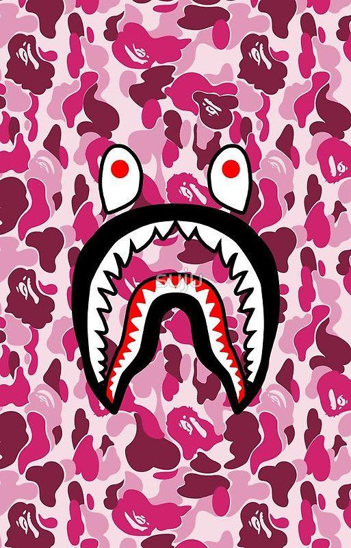 BAPE Pink Camo Logo - Shark Face Pink Camo | do it yourself | Pinterest | Wallpaper ...
