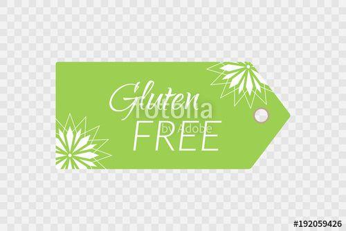 Shopping Tag Logo - Gluten free label. Food logo icon. Vector green white shopping tag ...