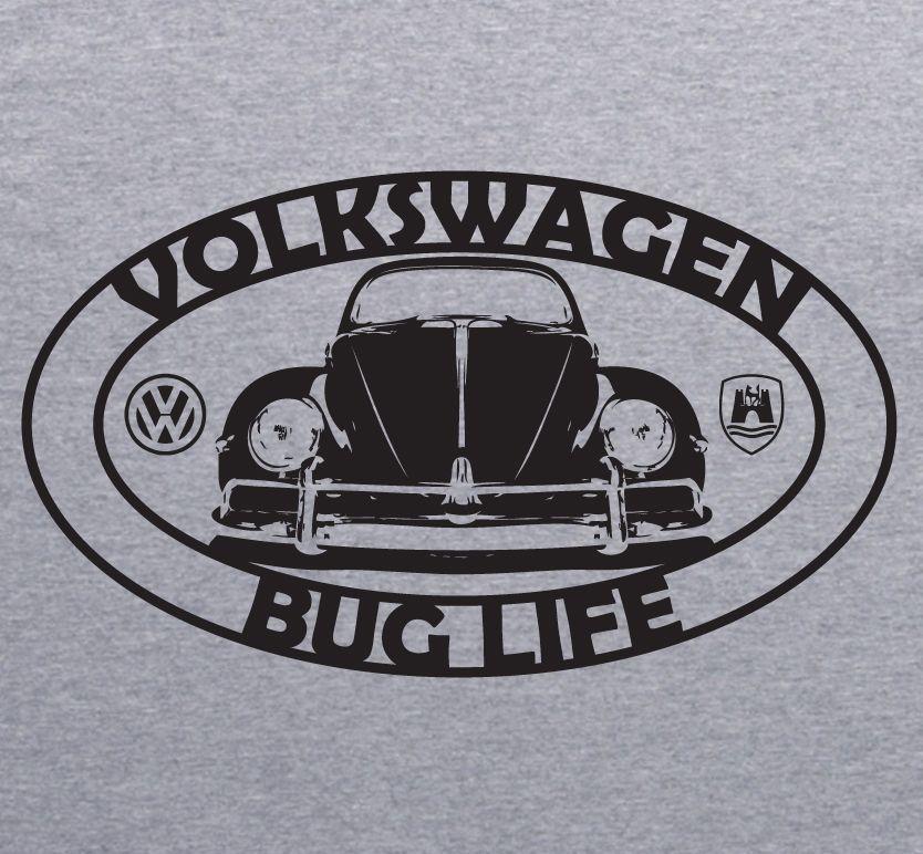 Vintage VW Bug Logo - Volkswagen VW BEETLE BUG LIFE Vintage Style Grey T Shirt