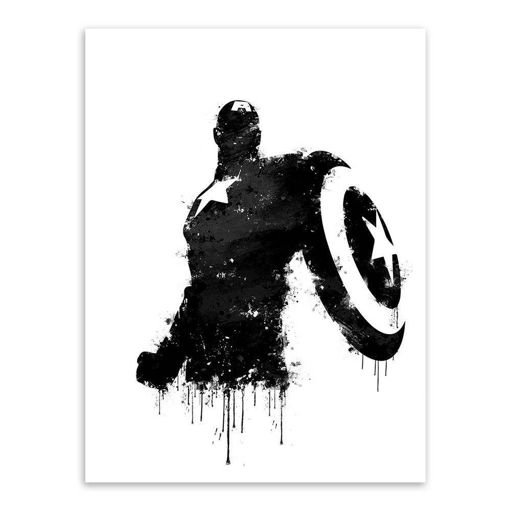 The Avengers Black and White Logo - Watercolor Black White Superhero Avenger Infinity War Movie Posters ...