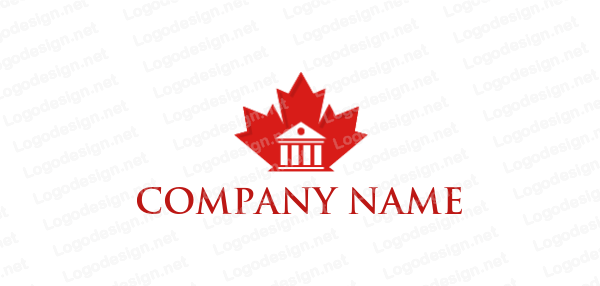 Red Maple Leaf Company Logo - court house inside red maple leaf | Logo Template by LogoDesign.net