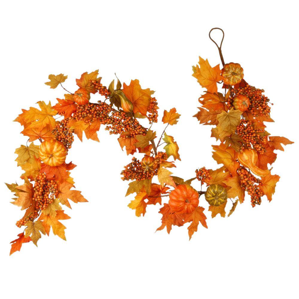 Red Maple Leaf Company Logo - National Tree Company Harvest Accessories 70 in. Garland with Maples ...