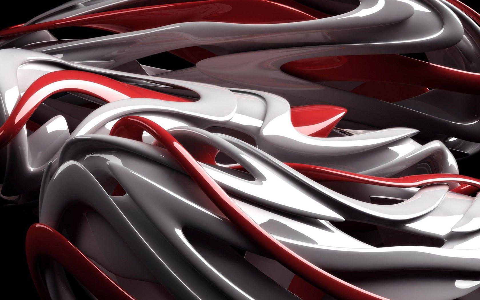 Red and White Waves Logo - 3D Red and White Waves WallPaper HD