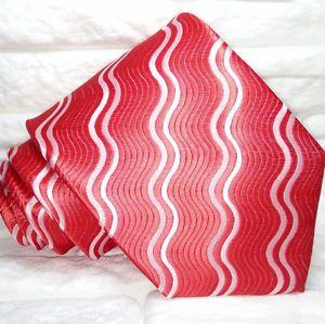 Red and White Waves Logo - Neck tie Red & white waves jacquard red tie TOP Quality NEW Made in ...