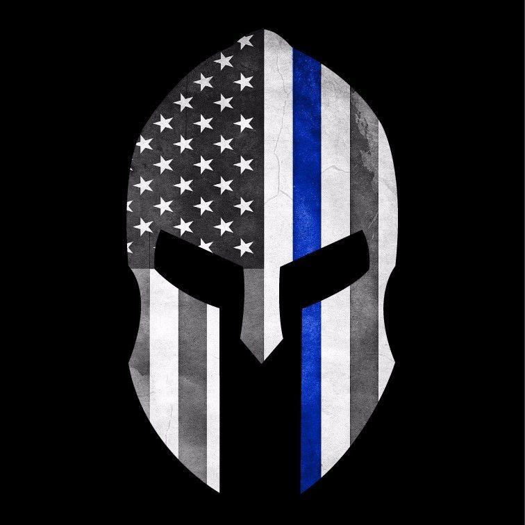 Thin Blue Line Logo - Thin Blue Line (Grunge) Police Spartan Helmet Military Decal Sticker ...