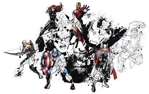 The Avengers Black and White Logo - Asian Paints Nilaya Avengers Assemble Black & White Graphic Peel