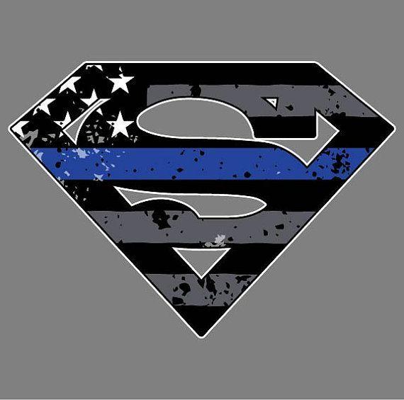 Thin Blue Line Logo - Thin Blue Line Superman Decal. Vehicle Decal. Law Enforcement Decal ...
