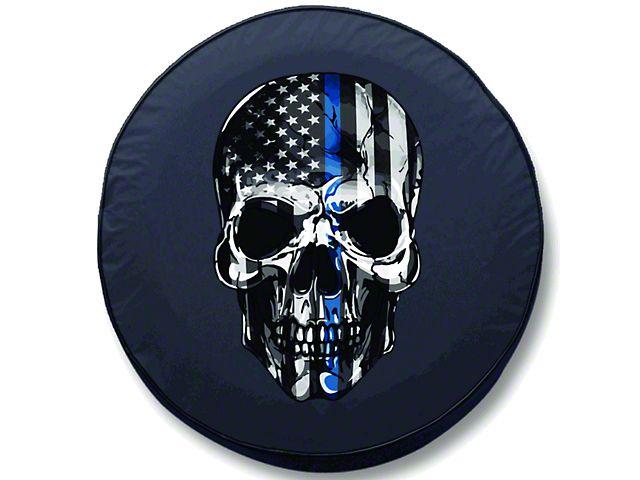 Thin Blue Line Logo - Jeep Wrangler Police Thin Blue Line Skull Spare Tire Cover (87-18 ...