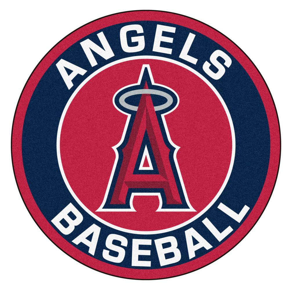 Los Angeles Angels Logo - FANMATS MLB Los Angeles Angels Navy 2 ft. x 2 ft. Round Area Rug ...