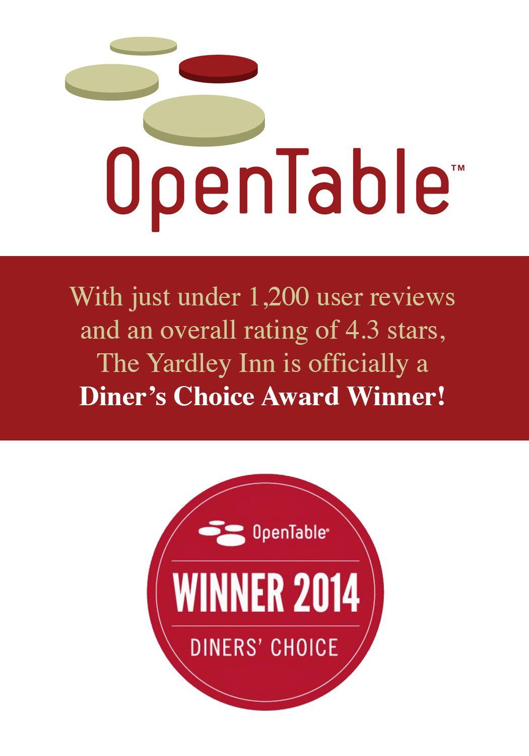 OpenTable Winner Logo - OpenTable Review 2014. The Yardley Inn