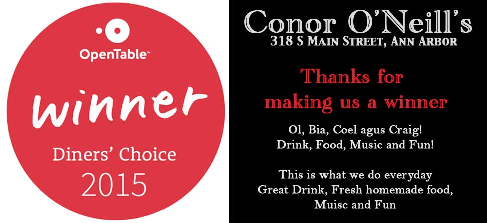 OpenTable Winner Logo - Diners Choice Winner - Irish Pub and Restaurant in Ann Arbor ...