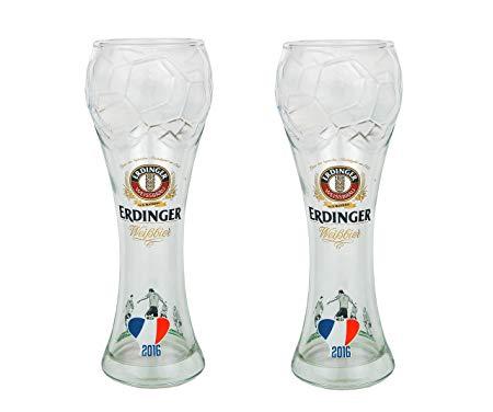 Erdinger Logo - Set of 2/White Wheat Beer Glass 0.5 L with Fill Line with Euro 2016 ...