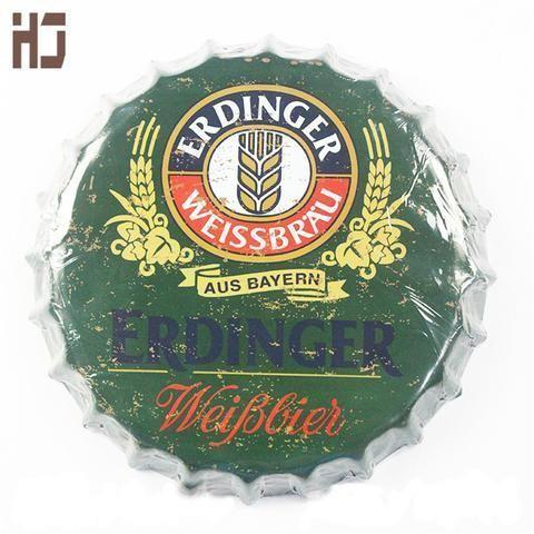 Erdinger Logo - Vintage Round Metal Sign 'ERDINGER' Wall Decor | Wine Wednesday Fun ...