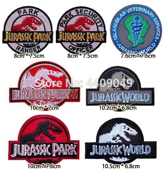 Black Dinosaur Logo - jurassic park red black dinosaur logo embroidered Iron On Patch ...