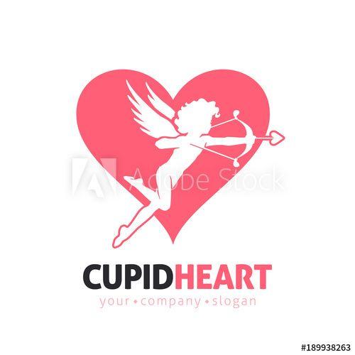 Heart Shaped Arrow Logo - Cute Cupid, isolated amour angel with bow and heart shaped arrow ...