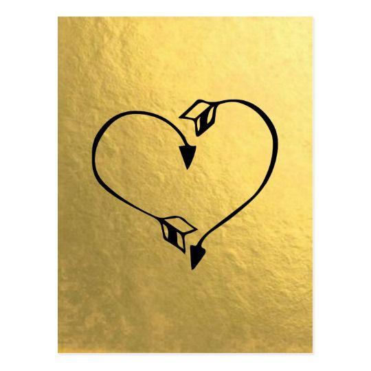 Heart Shaped Arrow Logo - Gold Leaf & Heart Shaped Arrow Postcard | Zazzle.co.uk