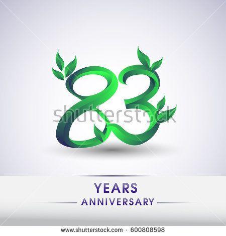 Green Colored Leaves Logo - eighty three years anniversary celebration logotype with leaf and ...