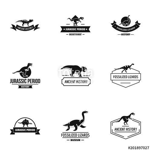 Black Dinosaur Logo - Dinosaur logo set. Simple set of 9 dinosaur vector logo for web ...