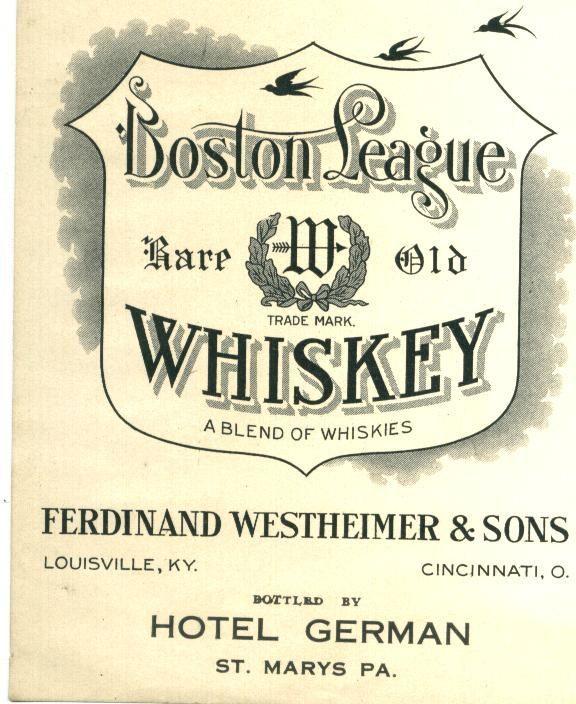 Old Whiskey Logo - BOSTON LEAGUE RARE OLD WHISKEY LABEL | Vintage Bourbon Ads ...