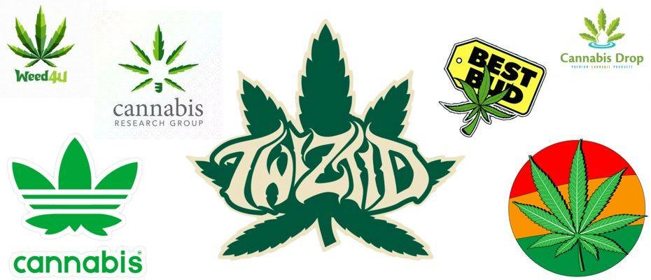 Green Colored Leaves Logo - Cannabis branding: 42 chronic weed logos and marijuana packaging ...