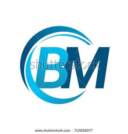 Blue Circle Company Logo - initial letter BM logotype company name blue circle and swoosh
