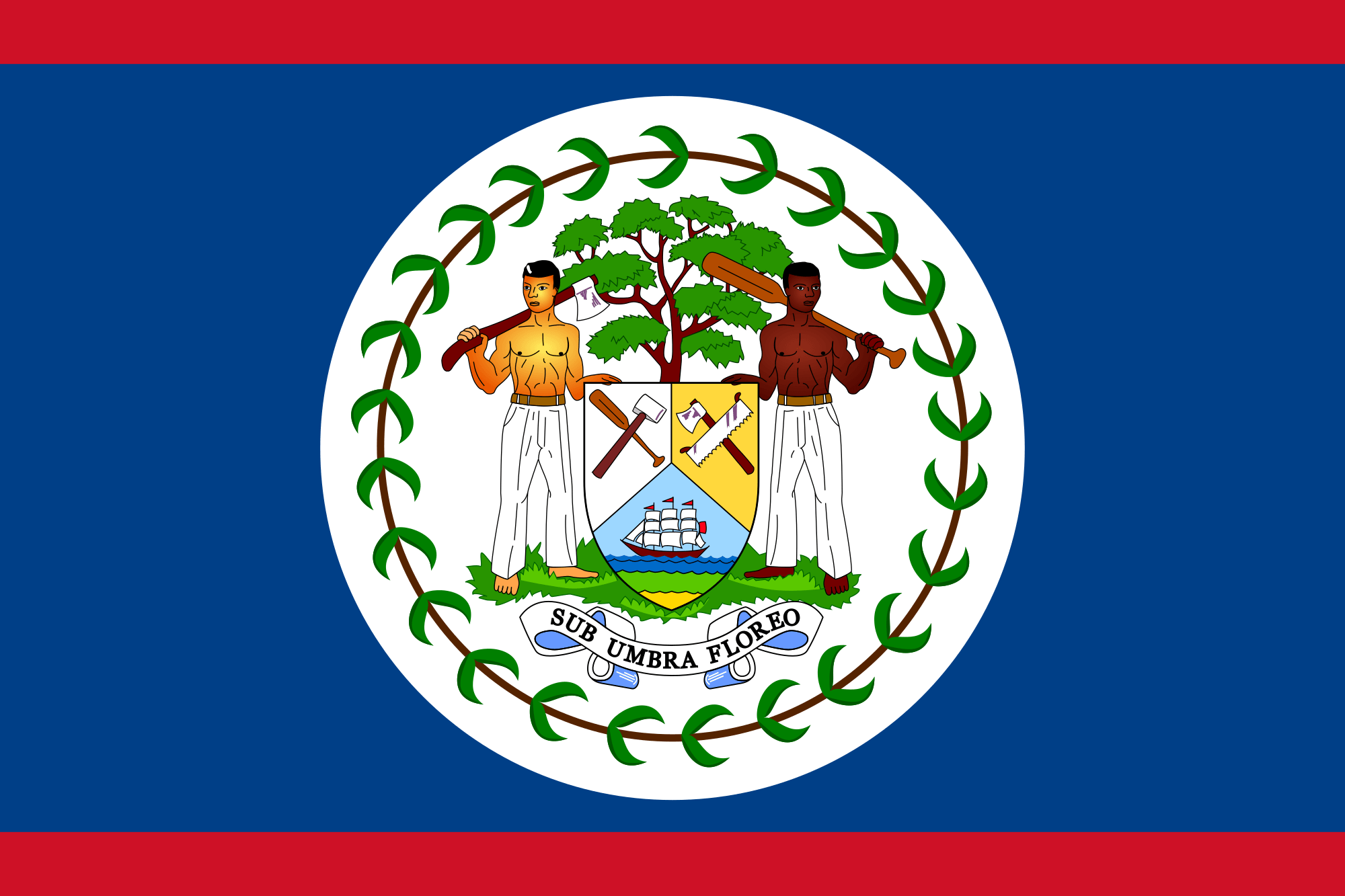 Two and Two Red Blue Lines Logo - Flag of Belize