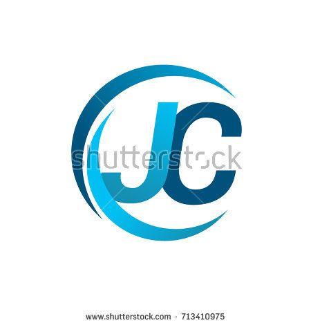 Blue Circle Company Logo - initial letter JC logotype company name blue circle and swoosh